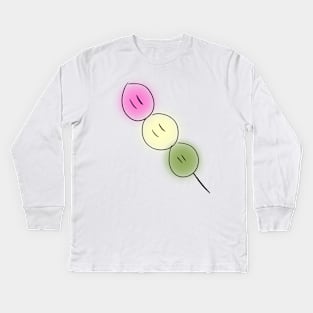 Big Dango family sweet Japanese mochi on pale blue background Kids Long Sleeve T-Shirt